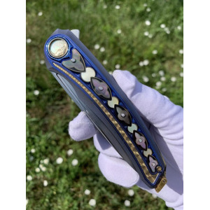 НОВА ГОТИКА колекційний скаладний ніж ручної роботи студії KUSTOM KNIVES, Сталь - Damasteel® RWL-34™ 61-62 HRC. Photo 2